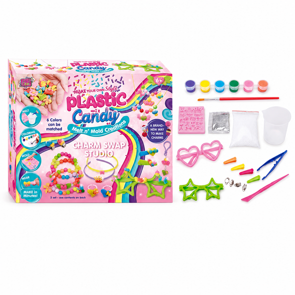 Plastic Candy Charm Swap Studio Multicolor Jewelry Making Craft Kit - 21000A