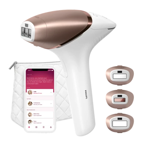 Philips Lumea IPL 9000 Series SenseIQ Hair Removal Device White and Rose Gold - BRI955