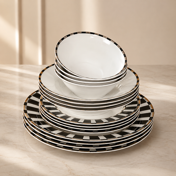 Karaca Elegance Bone 24-Piece White Bone Porcelain Dinner Set for 6 People - 153.03.06.2400