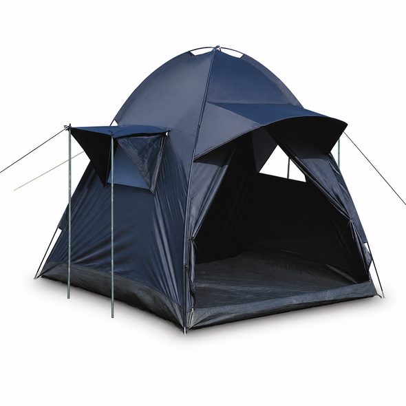 Cool Mount Dark Blue Dome Camping Tent with Extended Canopy and Mesh Windows - 67414