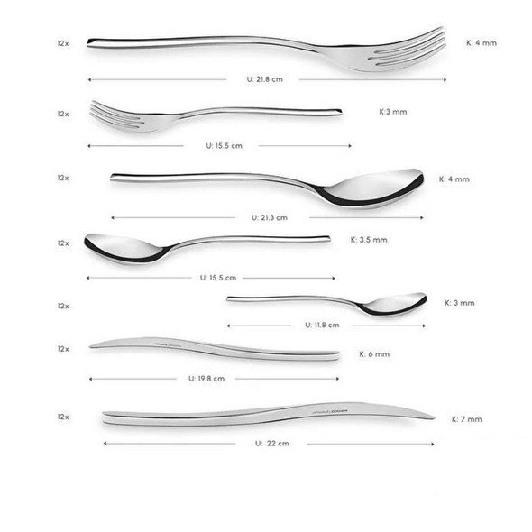 Karaca Dora Platinum 84-Piece 316+ Stainless Steel Cutlery Set for 12 People - 153.03.08.1444