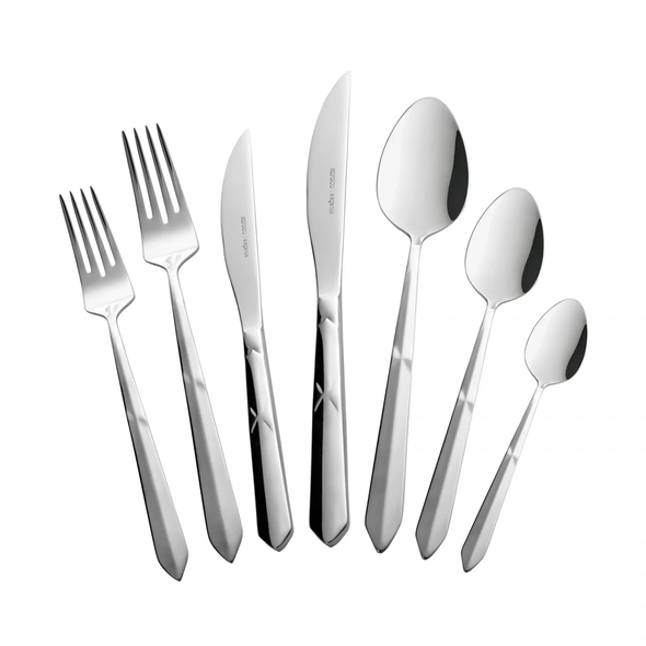 Karaca 316 Elegance Diamond 84-Piece Platinum Cutlery Set for 12 People - 153.03.08.2071
