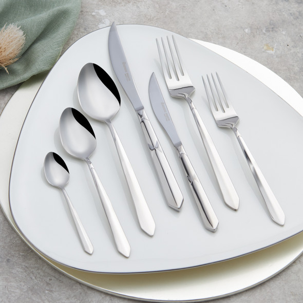 Karaca 316 Elegance Diamond 84-Piece Platinum Cutlery Set for 12 People - 153.03.08.2071