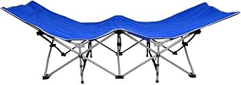 Portable Folding Camping Cot with Raised Headrest Blue | ALHY-8008-1