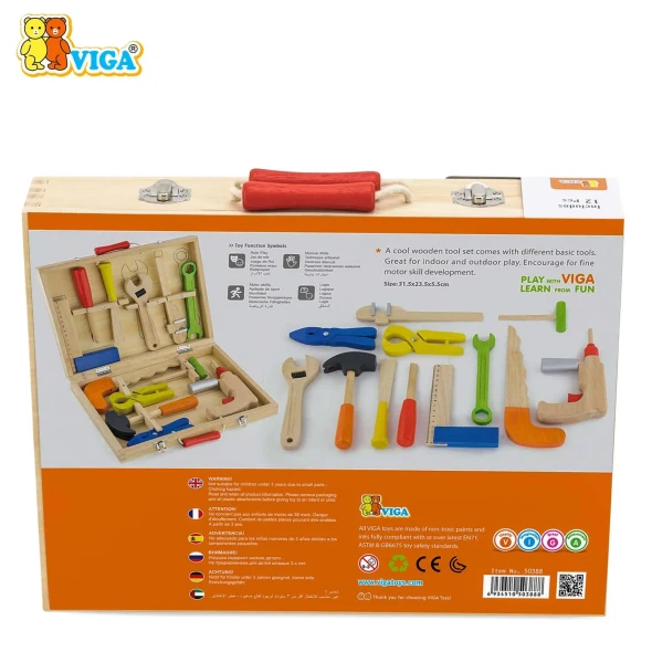VIGA Wooden Tool Box Pretend Play Set | 50387