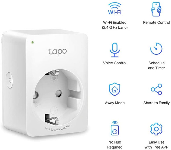 Tapo P100 Mini Smart Wi-Fi Socket with Timer and Voice Control