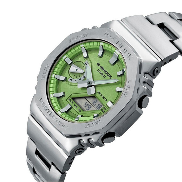 Casio G-SHOCK G-STEEL Casual Men Analog-Digital Watch - Silver & Green | GM-2110D-3ADR
