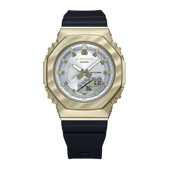 Casio G-SHOCK Metal-Covered Women Analog-Digital Watch - Silver & Light Gold | GM-S2100BC-1ADR