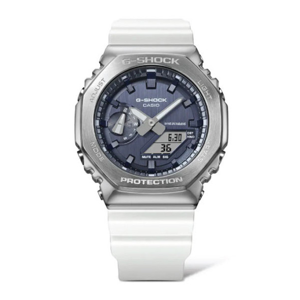 Casio G-SHOCK Seasonal Collection Metal-Covered Men Analog-Digital Watch - Grey & White | GM-2100WS-7ADR