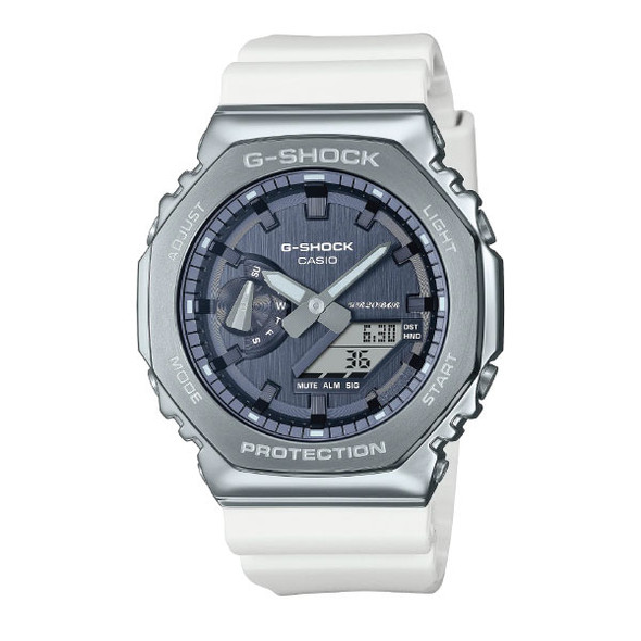 Casio G-SHOCK Seasonal Collection Metal-Covered Men Analog-Digital Watch - Grey & White | GM-2100WS-7ADR