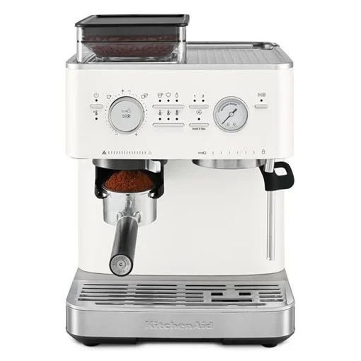 KitchenAid Semi-Automatic Espresso Machine with Burr Grinder Porcelain White | 5KES6551EPL