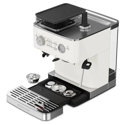 KitchenAid Semi-Automatic Espresso Machine with Burr Grinder Porcelain White | 5KES6551EPL