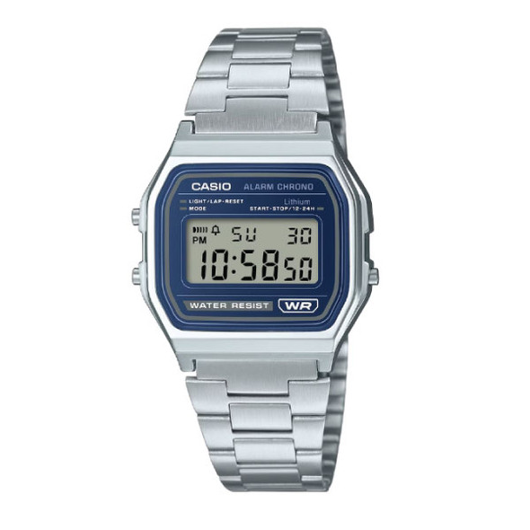 Casio Vintage Digital Unisex Metal Watch - Blue / Silver | A158WEA-2DF