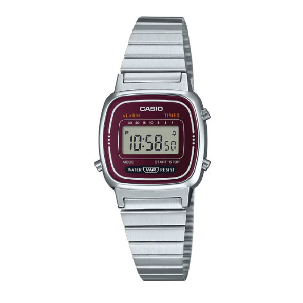 Casio Vintage Digital Women Metal Watch - Burgundy / Silver | LA670WA-4DF