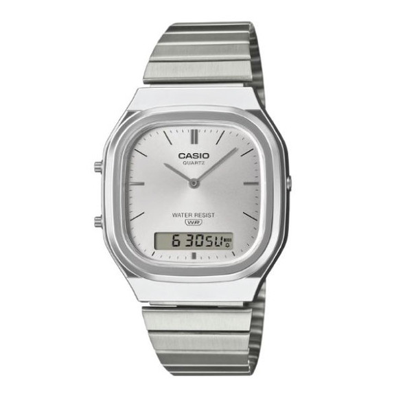 Casio Vintage Analog-Digital Unisex Watch - Silver / White | AQ-240E-7ADF