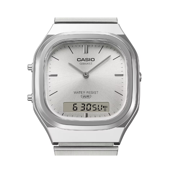 Casio Vintage Analog-Digital Unisex Watch - Silver / White | AQ-240E-7ADF