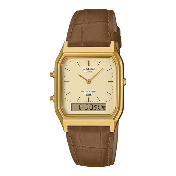 Casio Vintage Analog-Digital Unisex Watch - Brown / Gold Plated | AQ-230EGL-9ADF