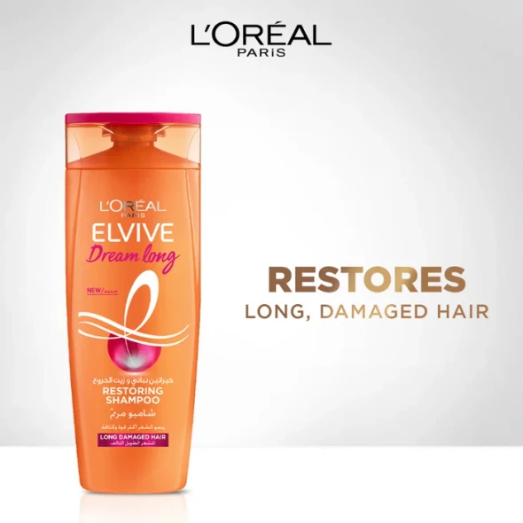 L'Oréal Paris Elvive Dream Long Restoring Shampoo for Long Damaged Hair with Keratin & Castor Oil