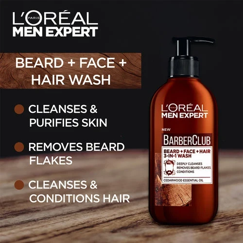 L'Oréal Paris Men Expert Barber Club Beard, Face & Hair 3-in-1 Wash