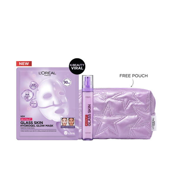 L'Oréal Paris Revitalift Glass Skin Cream & Mask Bundle + Free Pouch
