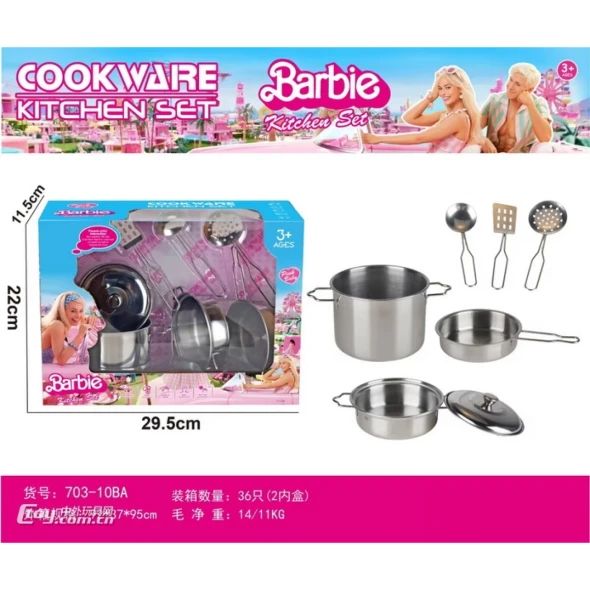 Barbie Pretend Cookware Kitchen Play Set | 703-12BA