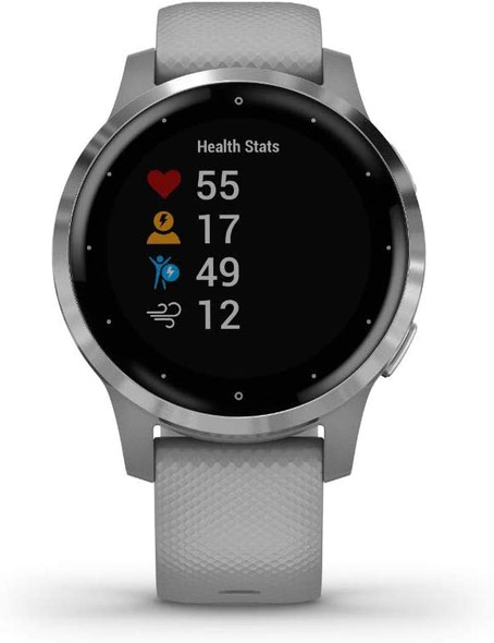 Garmin Vivoactive 4S Smartwatch Powder Gray/Stainless Bundle with Support Extension | 010-02172-01