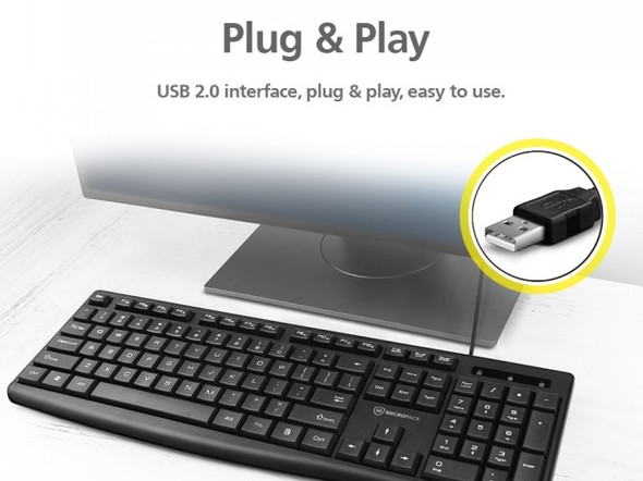 Micropack Compact Wired Keyboard, Black | K206