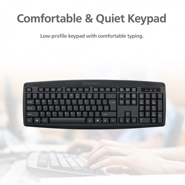Micropack Classic Wireless Combo Keyboard & Mouse, Black | KM-203W