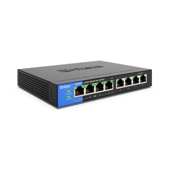 Linksys 8-Port Business Desktop Gigabit PoE+ Switch | LGS108P