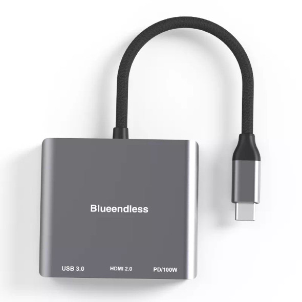 BlueEndless USB-C 3-Port USB-A 3.0 / HDMI / PD Hub | BS-HD301