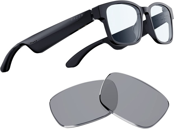 Razer Anzu Smart Blue Light Filtering & Polarized Sunglasses - Touch & Voice Assistant Compatible, Rectangle/Large | RZ82-03630200-R3U1