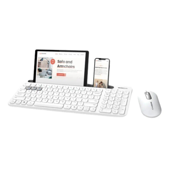 Micropack Km-238w Ifree Pro 2 Antibacterial Bluetooth Wireless Three Modes Wireless Combo Keyboard & Mouse ,White| KM-238W