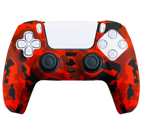 PS5 Controller Silicone Gel Protector Skin Cover - Camo Red