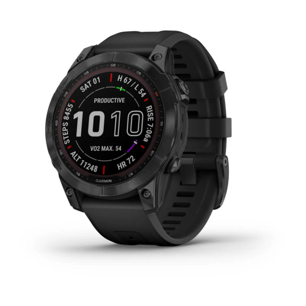 Garmin Fenix 7X Sapphire Solar GPS Smart Watch Fiber-Reinforced Polymer with Black DLC Titanium Band | 010-02541-22