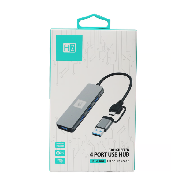 HeatZ ZU02 2-in-1 4-Port USB 3.0 Hub | ZU02