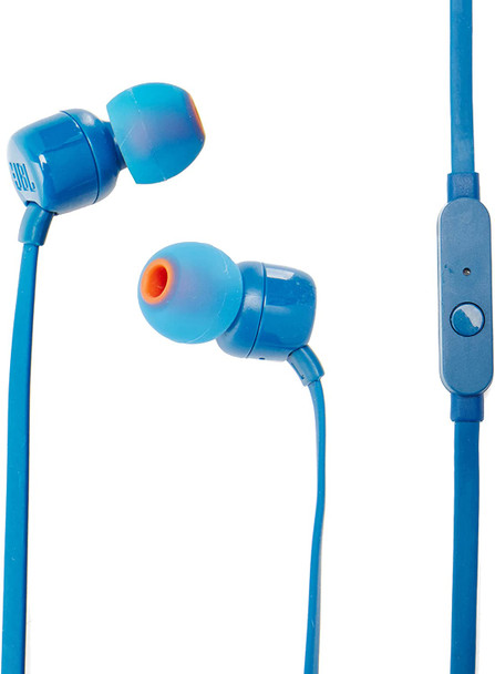 JBL T110 Pure Bass In-Ear Headphones - Blue | JBLT110BLU