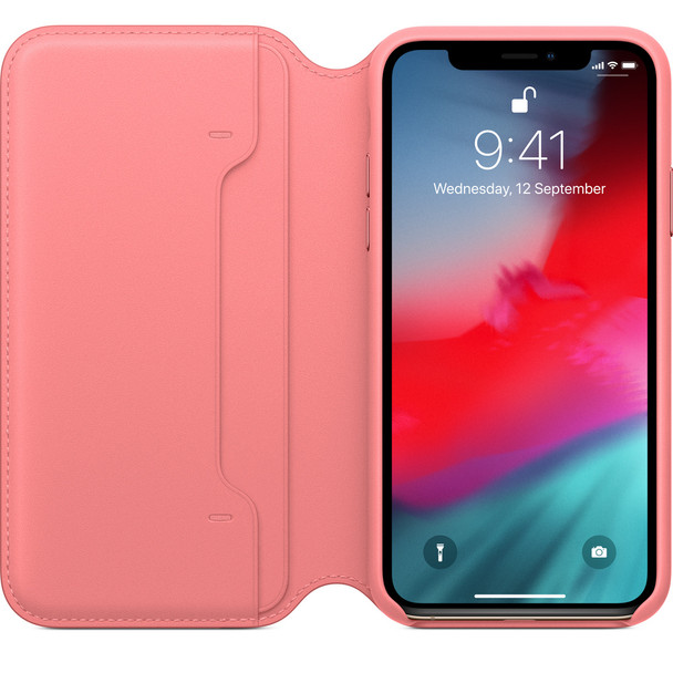 Apple iPhone XS Leather Folio - Peony Pink | MRX12FE/A