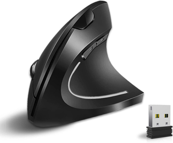 Vassink Ergonomic Rechargeable Wireless Mouse - Black
