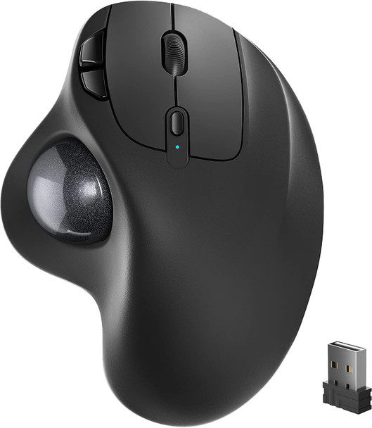 Trackball Wireless Rechargeable Ergonomic Mouse - Black TrackBall