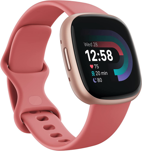Fitbit Versa 4 Fitness Smartwatch - Pink Sand/Copper Rose Aluminum | FB523RGRW