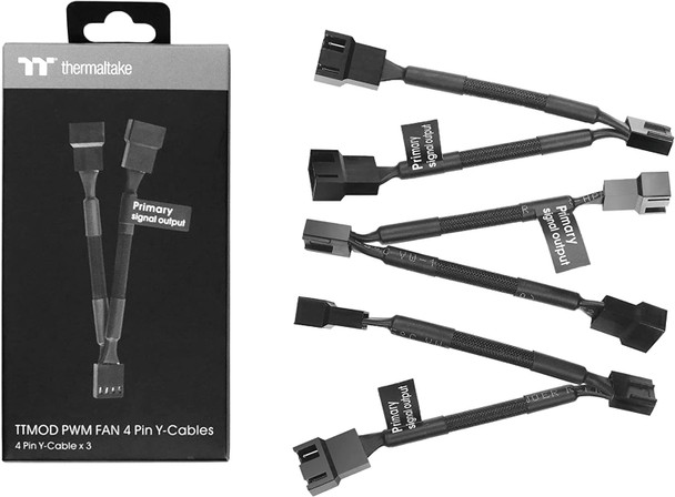 Thermaltake TtMOD 4 Pin Y-Cable for PC PWM Fan- 3 Pack 110mm | AC-060-CO1OTN-F1