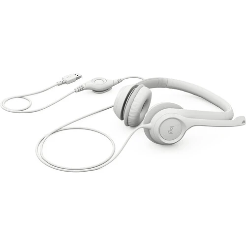 Logitech H390 Wired Headset, White | H390