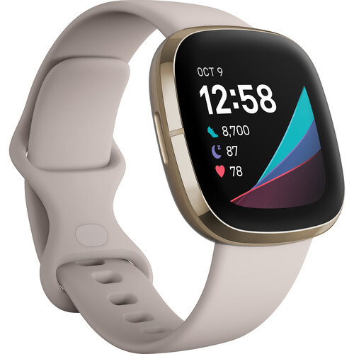 Fitbit Sense GPS 41mm Smartwatch Lunar White / Soft Gold | FB512GLWT
