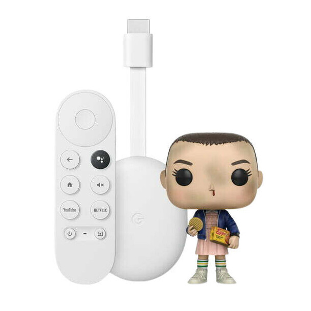 Google Chromecast with Google TV (4K) Streaming Media Player WHITE with Funko POP! TV Stranger Thi | GA04317-US