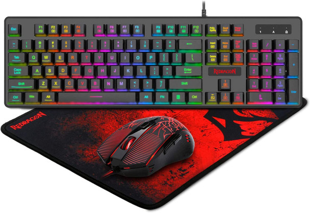Redragon Gaming Keyboard, Mouse, Mouse Pad Combo Set | S107