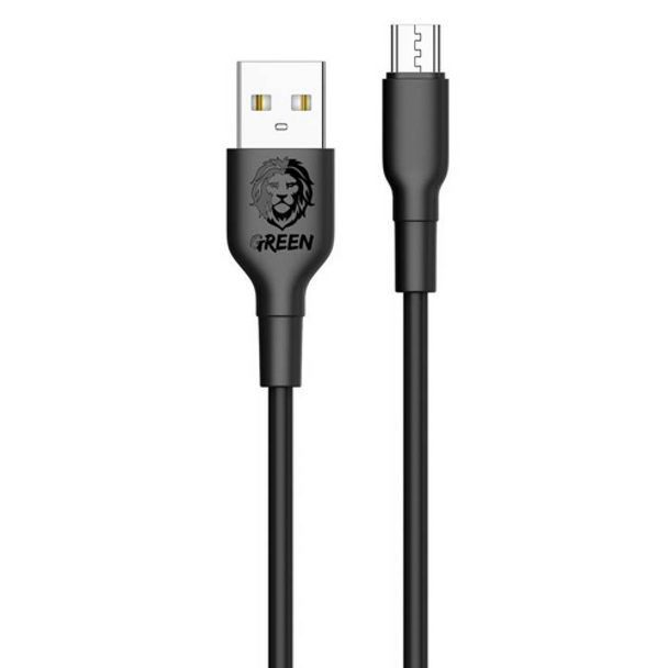 Green PVC Micro USB Cable 1.2m 2A - Black | GNCMCBK
