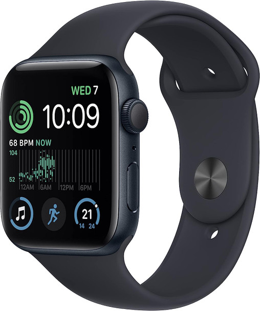 Apple Watch SE 2nd Gen (GPS) 44mm Midnight Aluminum Case with Midnight Sport Band | MNK03VC/A