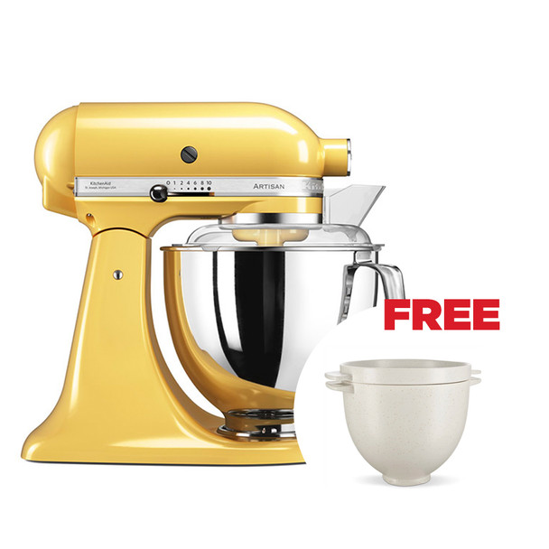 KitchenAid Artisan Series 4.8 L Tilt-Head Stand Mixer + Free Bowl, Yellow | KADAP5KSM175PSEMY