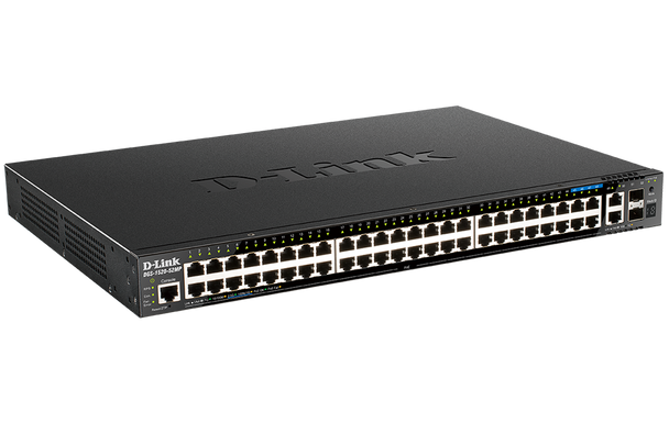 D-Link 52-Port Gigabit Smart Managed Stackable PoE+ Layer 3 Switch with 44 PoE+ 1000Base-T, 4 PoE+ 2.5GBase-T and 4 10Gb Ports|DGS-1520-52MP