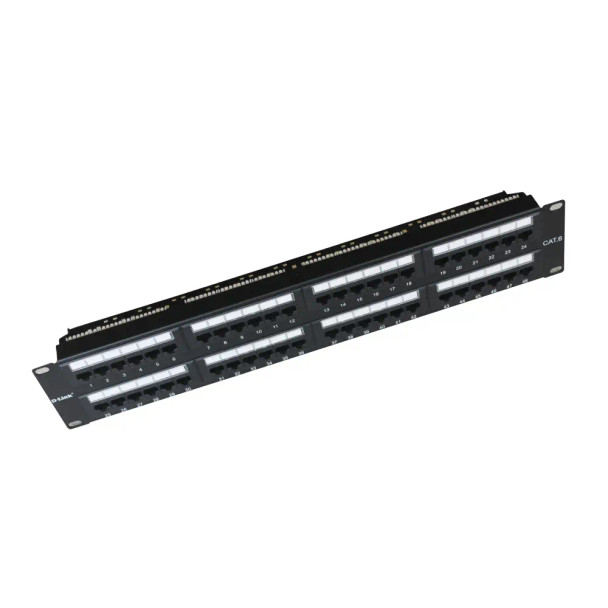 D-link 48 Port Cat6 Shielded Fully Loaded Punch Down Patch Panel - Keystone Type - 2U- Black Color| NPP-C62BLK481